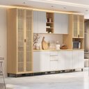 Ver imagem 2 de Cozinha Completa 100% MDF 6 Peças com Espaço para Micro-ondas e Tampo 340cm Aura Luciane Móveis