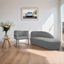 Ver imagem 2 de Kit Divã Luna 160cm Lado Direito e 01 Poltrona Base de Ferro Preto Suede Cinza