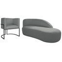 Ver imagem 1 de Kit Divã Luna 160cm Lado Direito e 01 Poltrona Base de Ferro Preto Suede Cinza