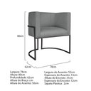 Ver imagem 5 de Kit Divã Luna 160cm Lado Direito e 01 Poltrona Base de Ferro Preto Suede Cinza