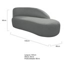 Ver imagem 3 de Kit Divã Luna 160cm Lado Direito e 01 Poltrona Base de Ferro Preto Suede Cinza
