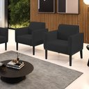 Ver imagem 2 de Kit 2 Poltronas Base de Madeira Fixa Preto Marisa Veludo D03 - D’Rossi