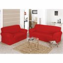Ver imagem 1 de Capa de Sofá Coladinha Malha Gel 02 e 03 Lugares Vermelho - Bordados Ricardo