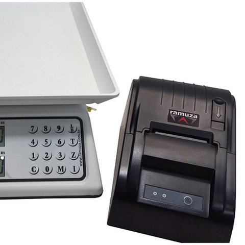 Balança Computadora Ramuza 15kg/5g Bivolt Cristal Branca Impressora Térmica
