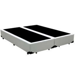 Base Box Blindado Casal Bipartido Extremo Reforçado HomeQueen Sintético Branco 40x138x188 - 1