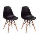 Ver imagem 1 de Kit 2 Cadeiras Eiffel Charles Eames em Abs Preta com Base de Madeira Dsw