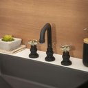 Ver imagem 5 de Torneira Para Banheiro Misturador Duplo Comando Jatobá Pingoo.casa - Preto e Dourado