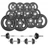 Kit Anilhas Ferro Fundido 50Kg + 2 Barras de 40cm + Barra de 150cm - 2