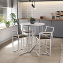 Ver imagem 1 de Conjunto Mesa 4 Cadeiras Estofado Tampo Branco Redondo Industrial White