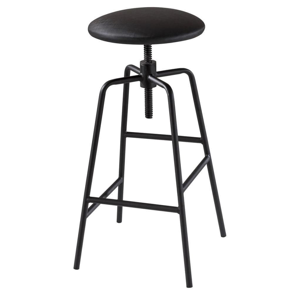 Banqueta Capri Media Assento Estofado Cor Preto com Base Metal Preta 76 Cm (alt) - 46851 - 1