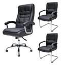 Ver imagem 1 de 1 Cadeira Presidente Big + 2 Fixa Big Preto Design Conforto