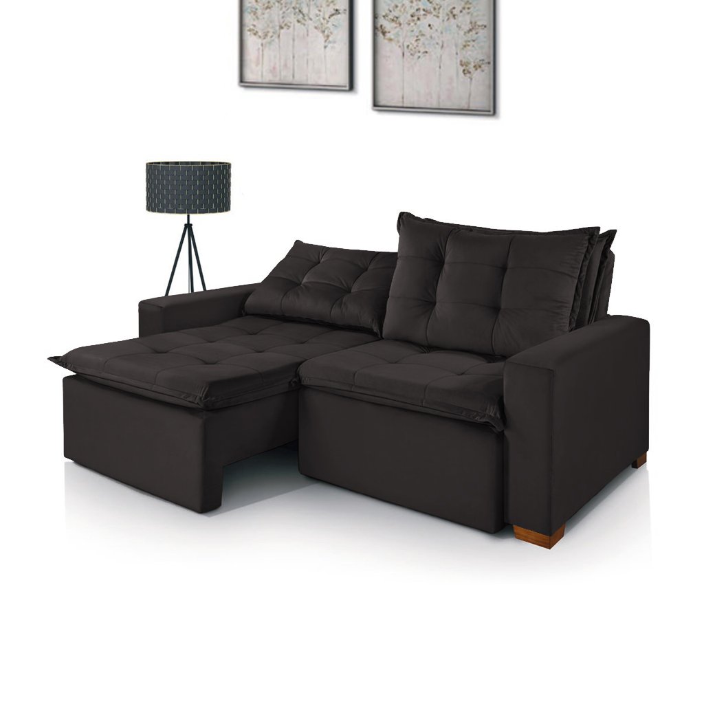 Sofá Cama Panamá Retrátil Reclinável 2,00M Tecido Suede Marrom