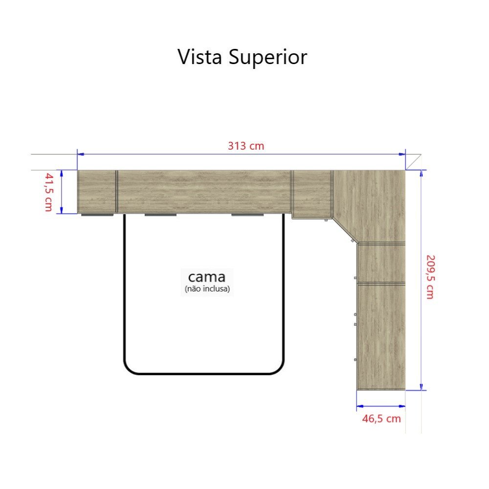 Guarda Roupa Dormitório Modulado Master Casal Queen 1,58 m Canto - Avelã e Ártico Rústico - Luciane  - 5