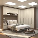 Ver imagem 1 de Guarda Roupa Dormitório Modulado Master Casal Queen 1,58 m Canto - Avelã e Ártico Rústico - Luciane 