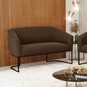 Ver imagem 2 de Sofá Namoradeira 2 Lugares Base Industrial Preto Stella Suede Marrom D03 - D'Rossi