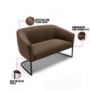 Ver imagem 4 de Sofá Namoradeira 2 Lugares Base Industrial Preto Stella Suede Marrom D03 - D'Rossi