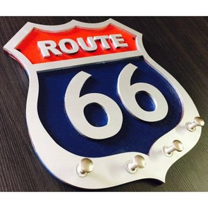 Porta Chaves Route 66 Em Mdf Tamanho 16,7 X 18,5 Cm