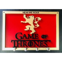 Porta Chaves Game Of Thrones 2 Em Mdf Tamanho 22 X 15,2 Cm vermelho - 1