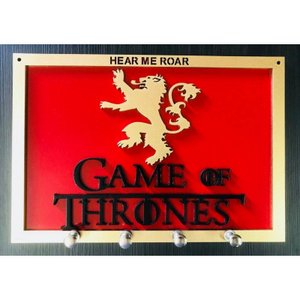 Porta Chaves Game Of Thrones 2 Em Mdf Tamanho 22 X 15,2 Cm vermelho