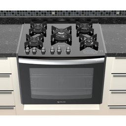 Fogão de Embutir 5 Bocas Atlas Top Gourmet Glass Acendimento Automatico Preto - 4