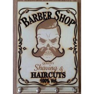 Porta Chaves Barber Shop Em Mdf Tamanho 15 X 22,5 Cm