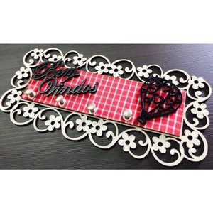 Porta Chaves Bem Vindos ROSA Em Mdf Tamanho 25,5 X 12,5 Cm