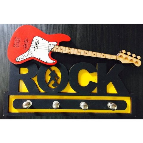 Porta Chaves Rock Em Mdf Tamanho 20,5 X 14 Cm