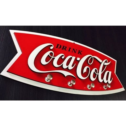 Porta Chaves Coca-cola Em Mdf Tamanho 29 X 13,2 Cm