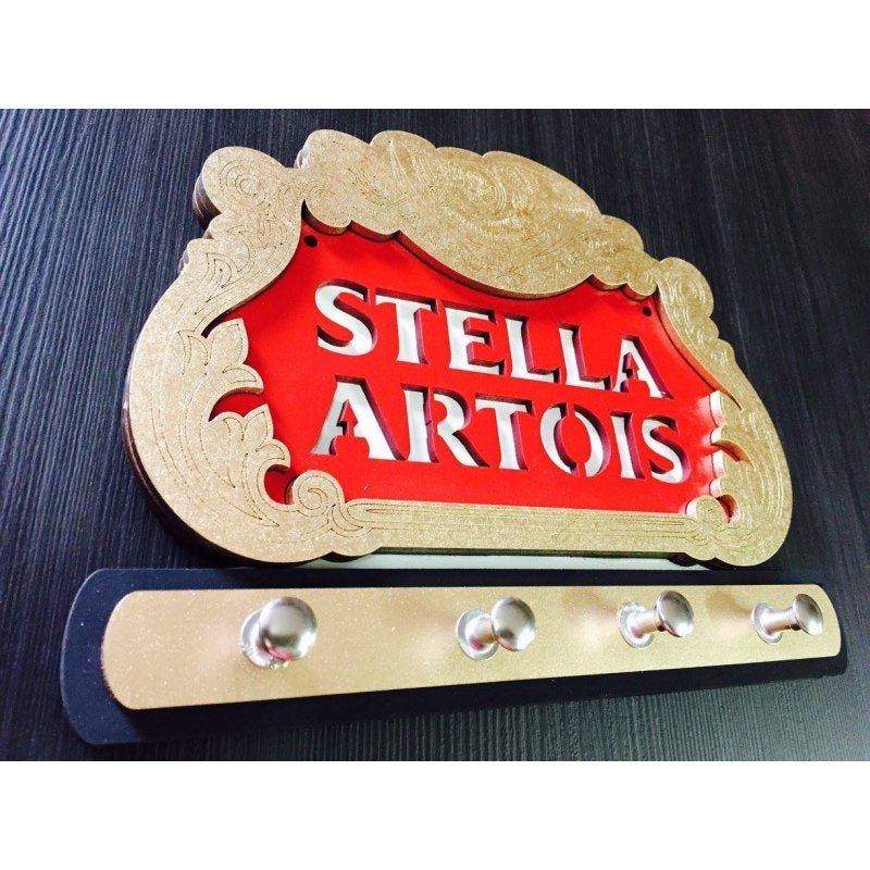 Porta Chaves Stella Artois Dourado Em Mdf Tamanho 21 Cm - 2