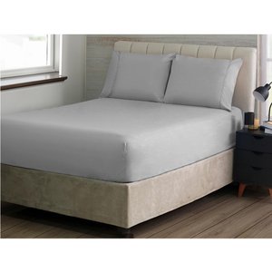Jogo de Cama S Ponto Palito Queen 3 Pçs 180 Fios Prata Sonhare