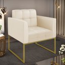 Ver imagem 2 de Poltrona Elisa Corino Bege Base Metálica Industrial Dourado - D'Rossi