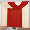 Ver imagem 1 de Cortina Mariana Palha e Vermelho 2,00M x 1,60M para Varão Simples