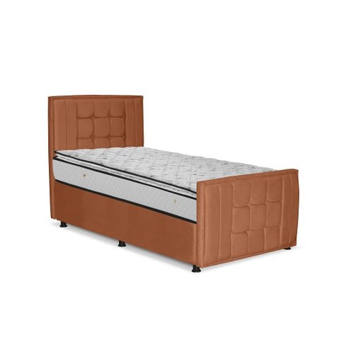 Cama com Cabeceira Solteirão Viúva Estofada Uvaia 120cm Suede:terracota
