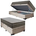 Ver imagem 1 de Cama Box Baú Suede Solteiro + Colchão Sereneprime Molas Ensacadas 88x188x69 Bege