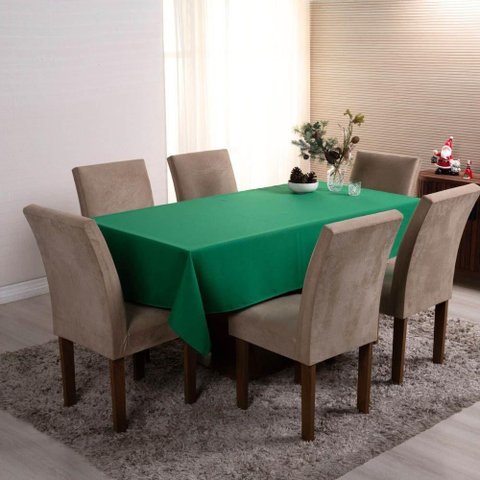 Toalha de Mesa Basic Lisa Oxford Decoração 3,00m X 1,40m para 10 Lugares Verde 100% Poliéster
