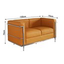 Ver imagem 2 de Sofa Le Corbusier de 2 Lugares Cromado em Couro Natural Caramelo