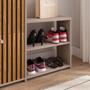 Ver imagem 6 de Sapateira Vertical 3 Gavetas Banco Prateleira Sapatos Gancho Bolsa Hall Entrada Quarto Fendi/ripado