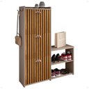 Ver imagem 1 de Sapateira Vertical 3 Gavetas Banco Prateleira Sapatos Gancho Bolsa Hall Entrada Quarto Fendi/ripado