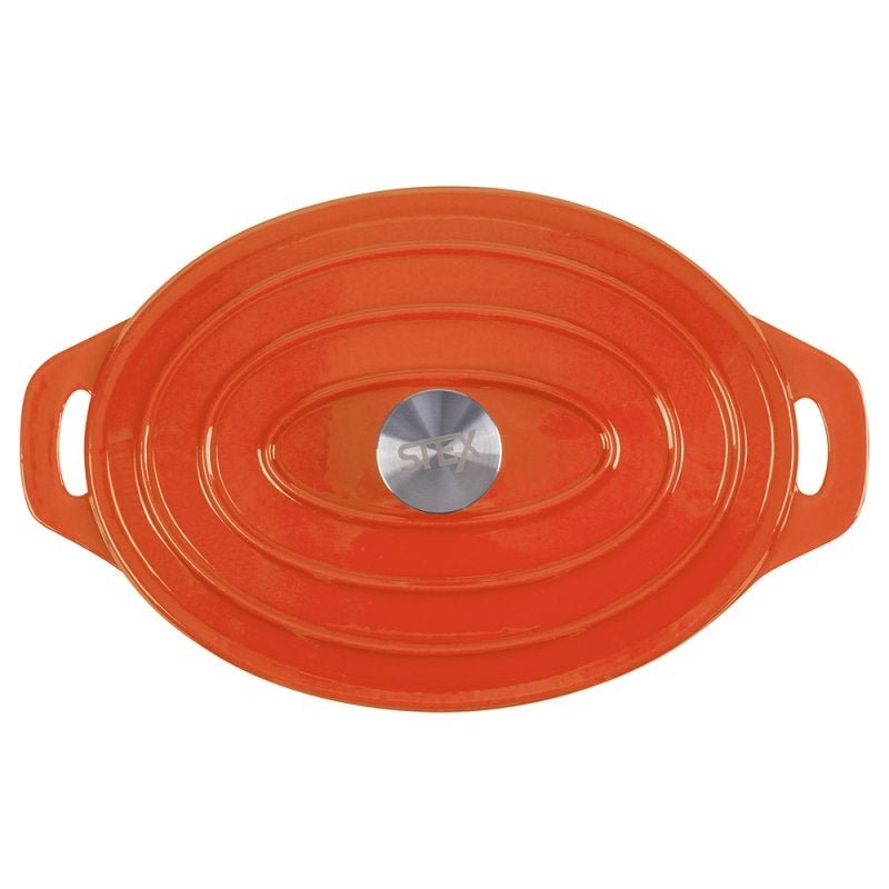 Panela Oval de Ferro Fundido Esmaltada - Stex Cookware - 4,0 litros - Laranja - Masterchef - 4