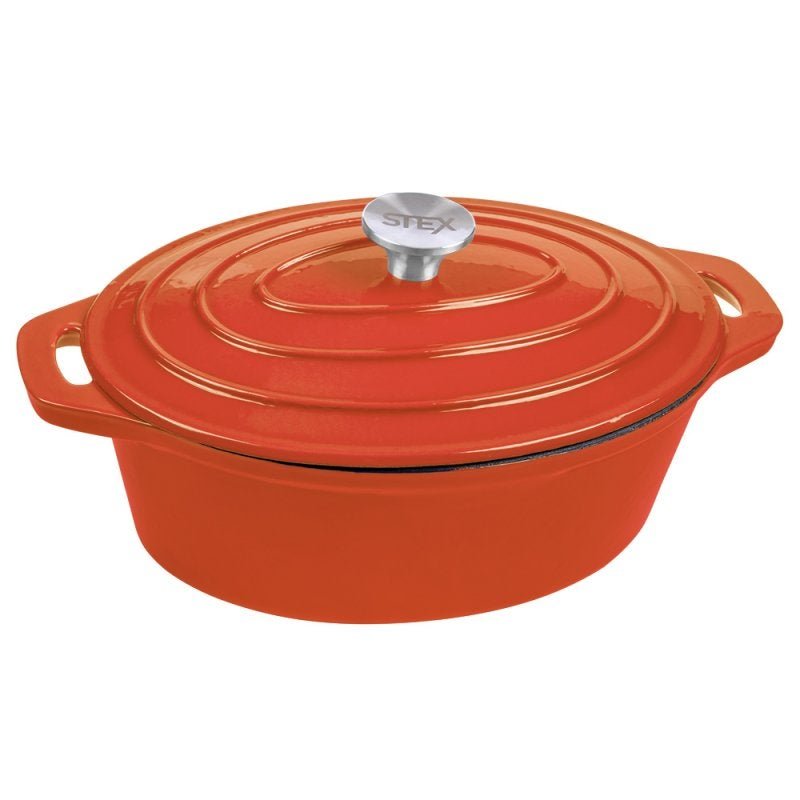 Panela Oval de Ferro Fundido Esmaltada - Stex Cookware - 4,0 litros - Laranja - Masterchef - 1