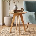 Ver imagem 1 de Mesa de Canto Redonda 60 cm X 65 cm Retrô Sala e Quarto 100% MDF Dalla Costa Cor:Carvalho Rosé