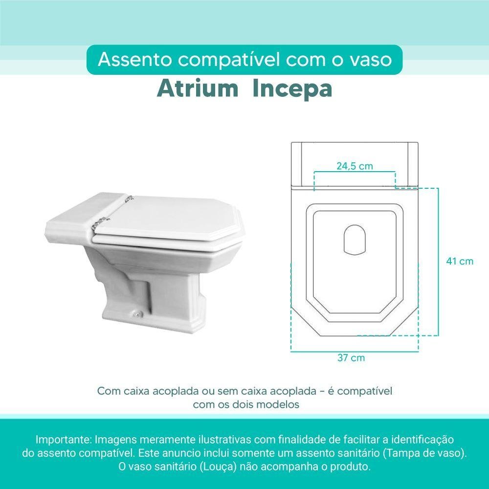 Assento Sanitário Tampa de Vaso Branco Mdf Laqueado Atrium para Bacia Incepa - 3