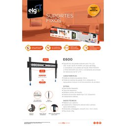 Suporte para Tv Fixo de Parede Articulado de 32' a 75' Elg E600 Ultra Slim - 5