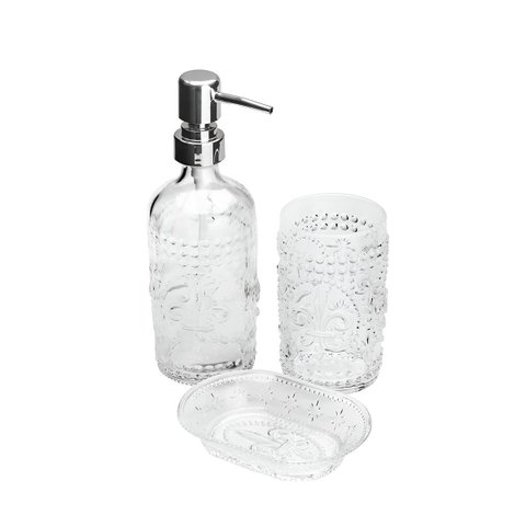 Trio Organizador Banheiro Lavabo em Vidro Kit Luxo