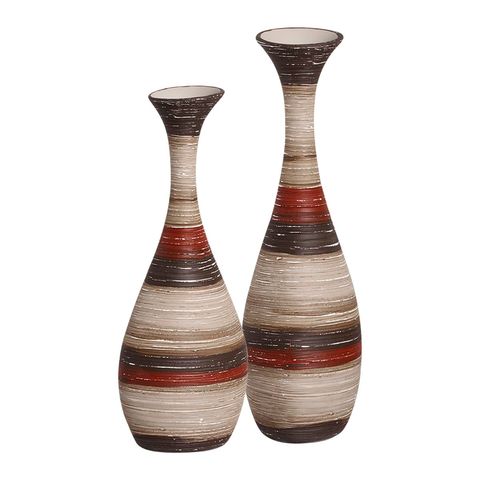 Dupla Vaso Decorativo de Mesa Vermelho e Marrom Vanguard Terracota