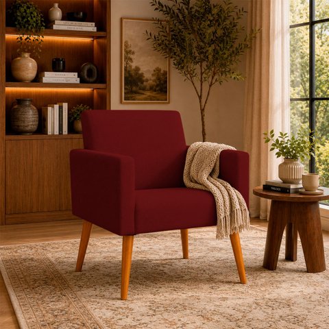 Poltrona Nina Decorativa para Sala Recepção Manicure Consultório Suede