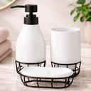 Ver imagem 2 de Kit Banheiro Lavabo Porta Sabonete Líquido / Aramado 082