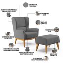 Ver imagem 4 de Kit Poltrona Decorativa Milena D02 com Puff Viseo Veludo Cinza B-317 - Lyam Decor