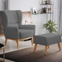 Ver imagem 2 de Kit Poltrona Decorativa Milena D02 com Puff Viseo Veludo Cinza B-317 - Lyam Decor