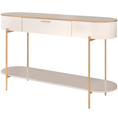 Aparador Beca e Mesa de Centro Giverny Orgânico Industrial D05 Off White - Lyam Decor